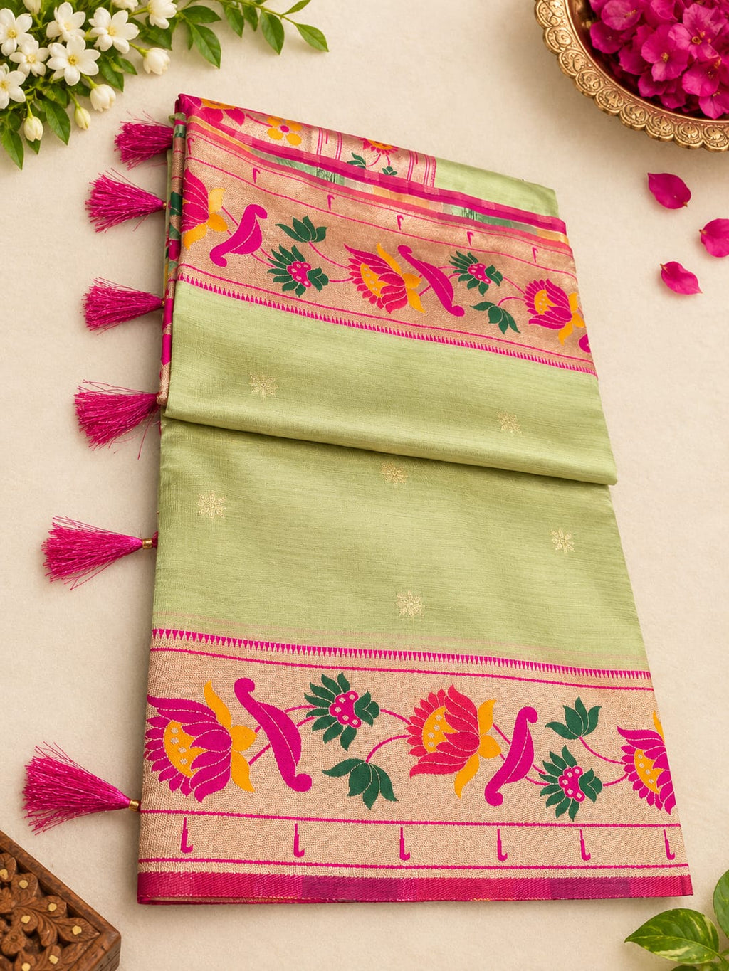 tissu lotus paithani