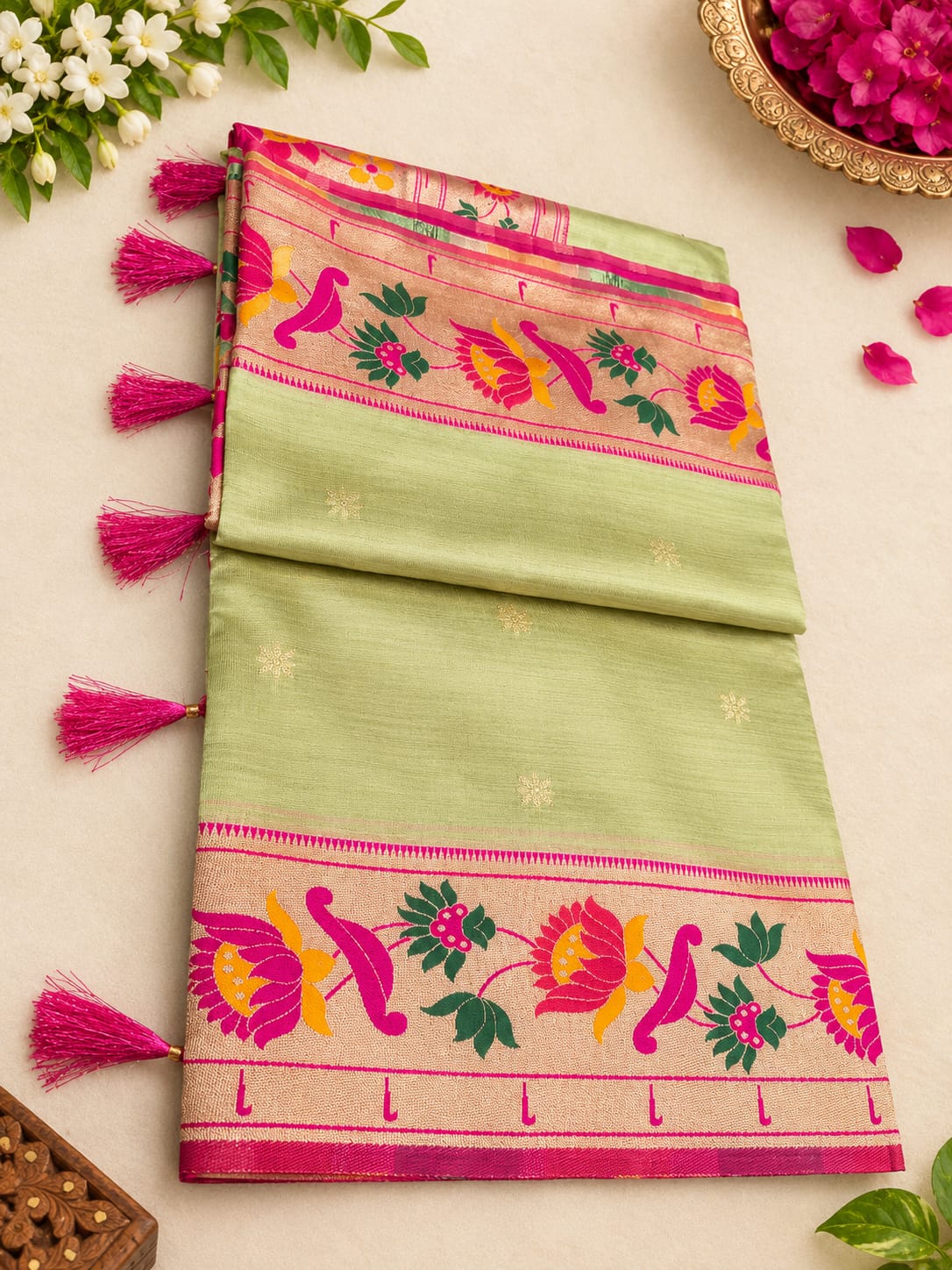 tissu lotus paithani
