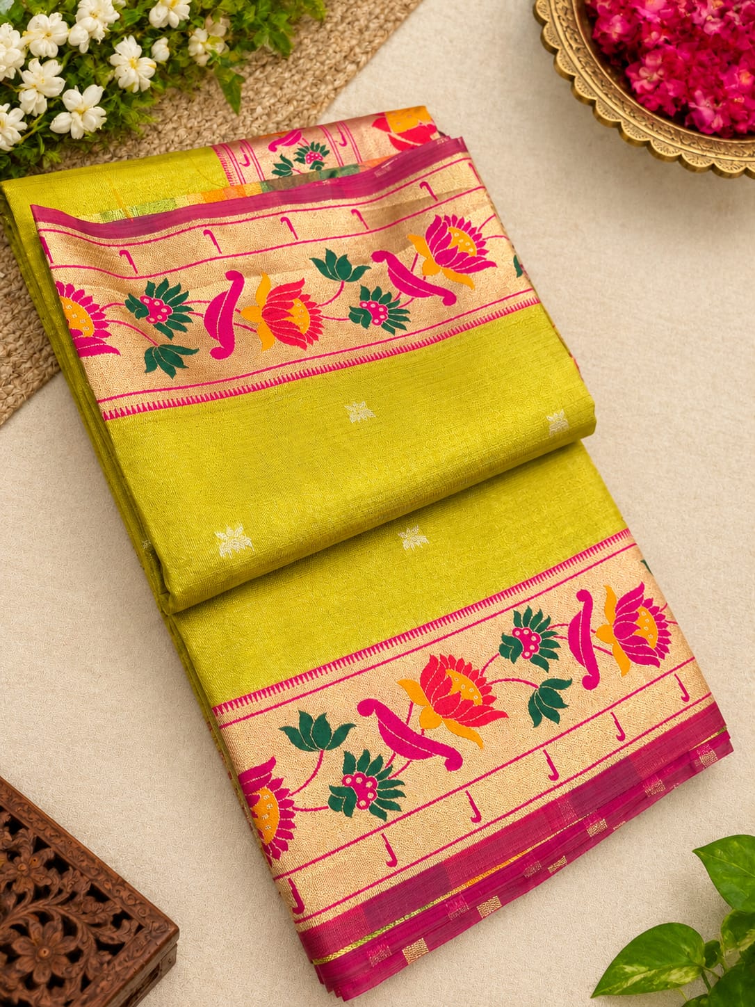 tissu lotus paithani