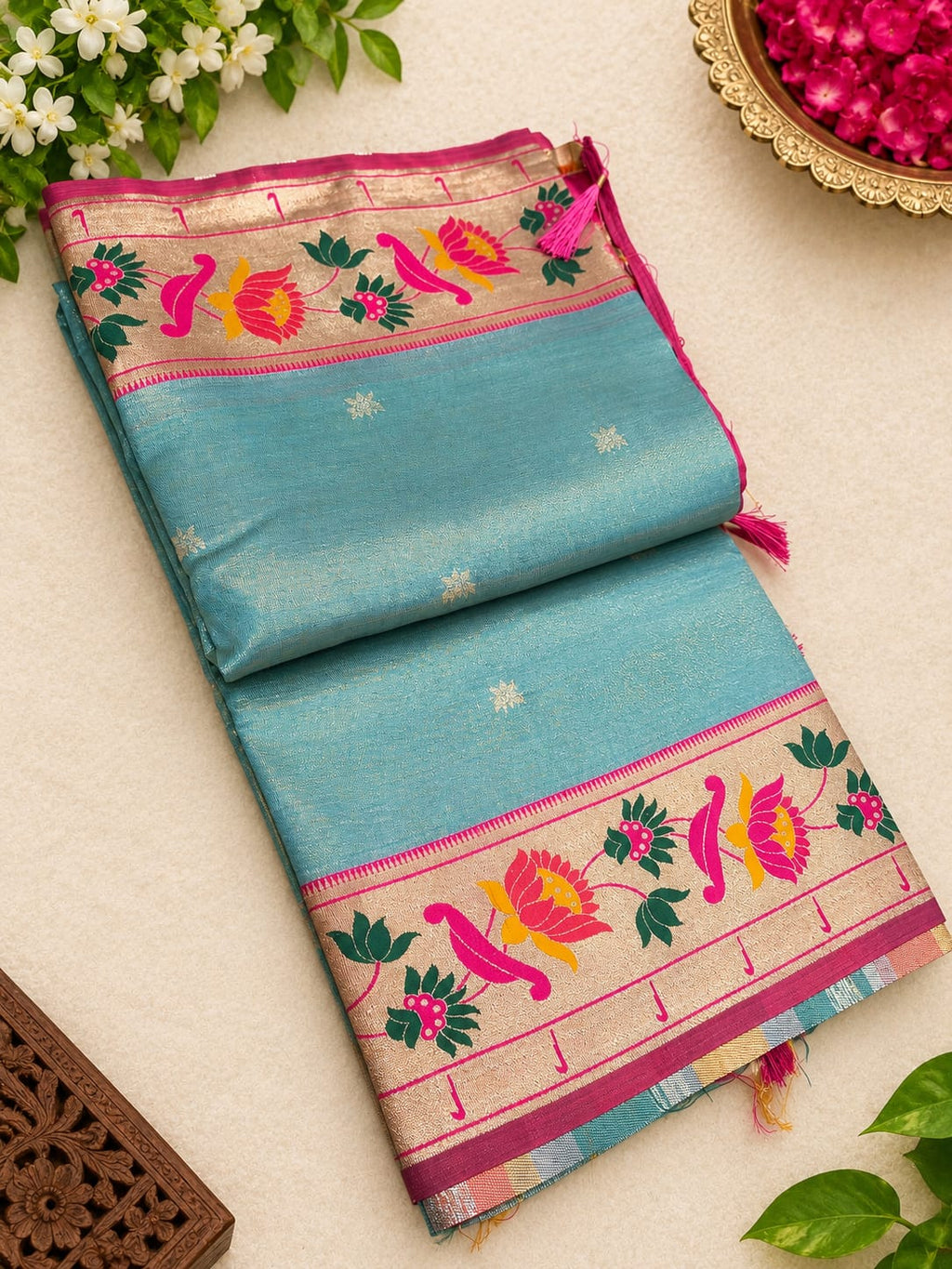 tissu lotus paithani